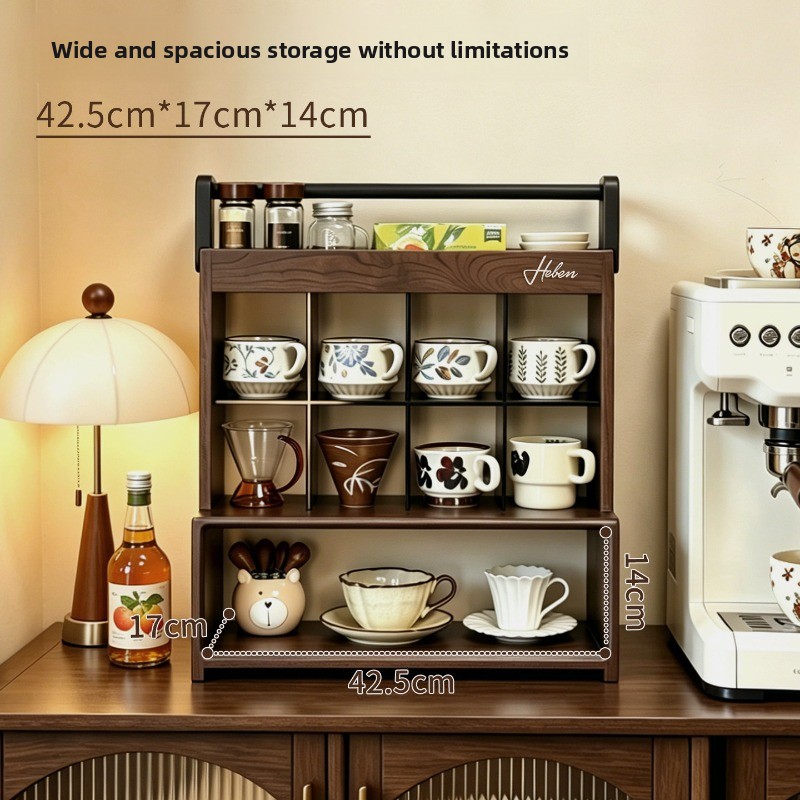Coffee Tea Unit - Masif Ahşap Kahve Fincanı Teşhir Rafı,